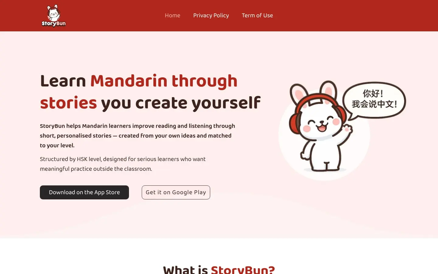 Home page of StoryBun
